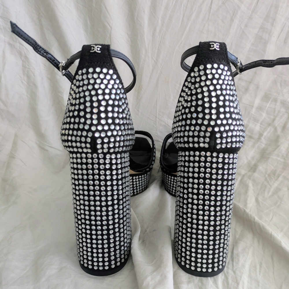 Sam Edelman Nellie Rhinestone Black Limited Edition Platform Heels Sandals 11 - Picture 5 of 9